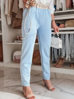 Spodnie Damskie>Dstreet Spodnie damskie masełko casualowe z kwiatami LEGISSA błękitne UY2408