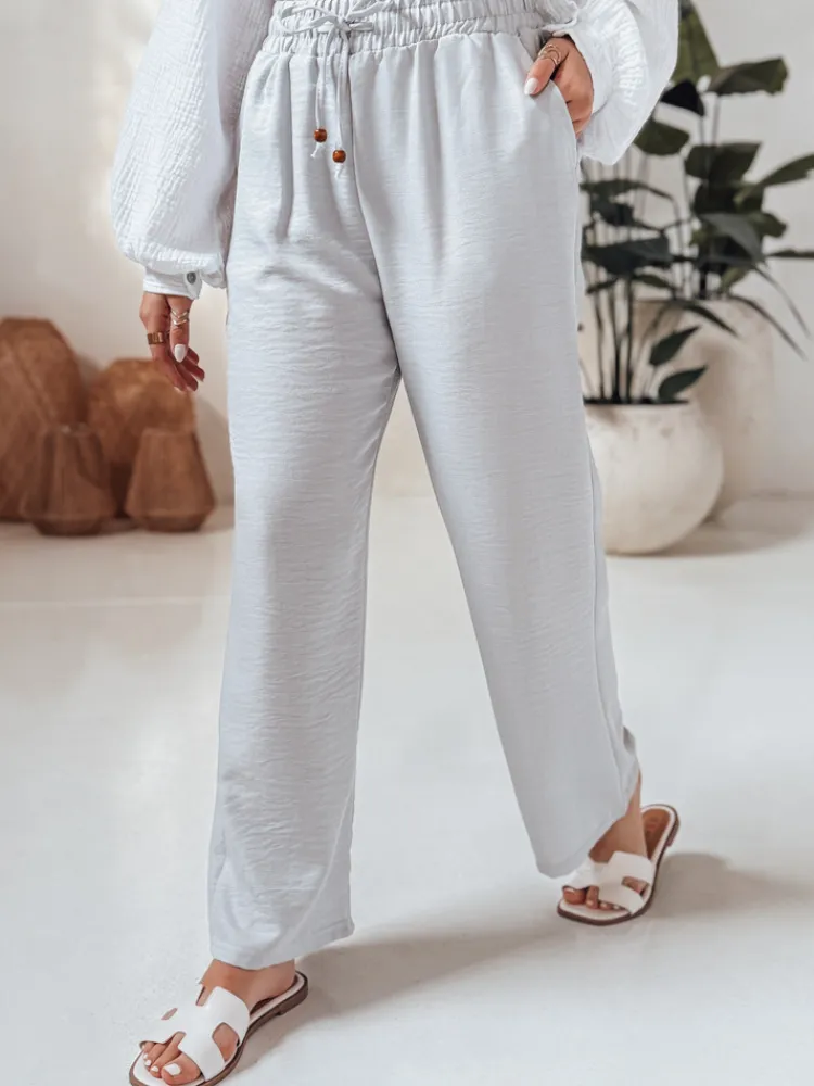 Spodnie Damskie>Dstreet Spodnie damskie materiałowe wide leg LINESSA białe UY2646