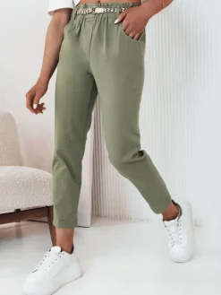 Spodnie Damskie>Dstreet Spodnie damskie materiałowe ERLON zielone UY2100