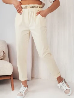 Spodnie Damskie>Dstreet Spodnie damskie materiałowe ERLON żółte UY2029