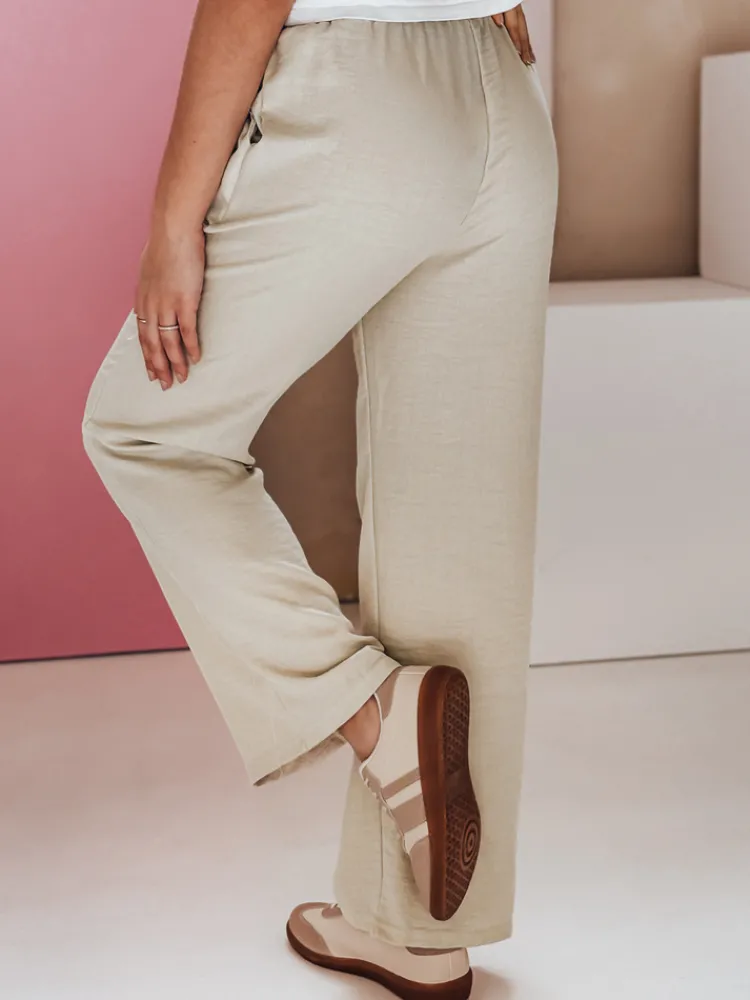 Spodnie Damskie>Dstreet Spodnie damskie materiałowe wide leg LINESSA khaki UY2643