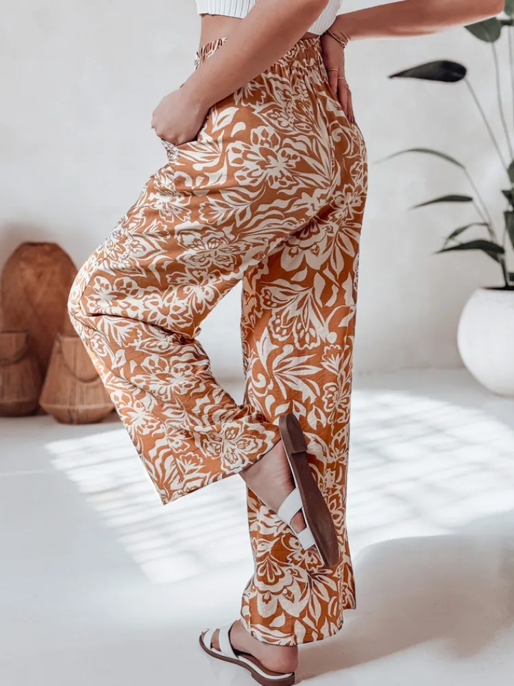 Spodnie Damskie>Dstreet Spodnie damskie materiałowe wide leg TROPICAL SUN kamelowe UY2633