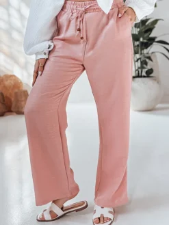 Spodnie Damskie>Dstreet Spodnie damskie materiałowe wide leg LINESSA różowe UY2645