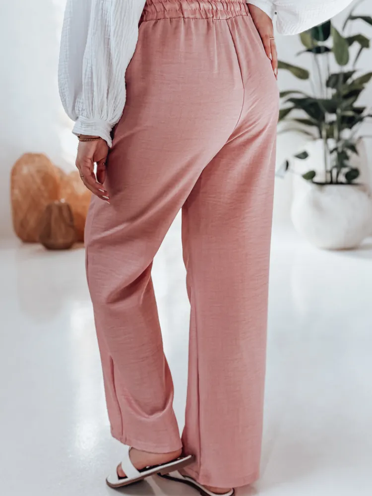 Spodnie Damskie>Dstreet Spodnie damskie materiałowe wide leg LINESSA różowe UY2645