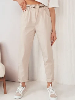 Spodnie Damskie>Dstreet Spodnie damskie materiałowe ERLON jasnobeżowe UY2027