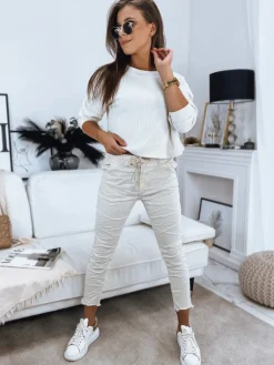 Jeansy Damskie|Spodnie Damskie>Dstreet Spodnie damskie MIKI jasnobeżowe UY1342