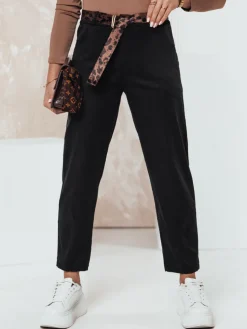 Spodnie Damskie>Dstreet Spodnie damskie one size LEOCINCIN z paskiem czarne UY2260