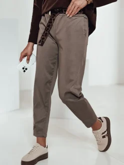Spodnie Damskie>Dstreet Spodnie damskie one size LEOCINCIN z paskiem khaki UY2262