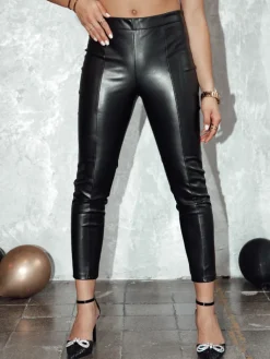 Spodnie Damskie>Dstreet Spodnie damskie skórzane COSMIC GLAMOUR czarne UY2329