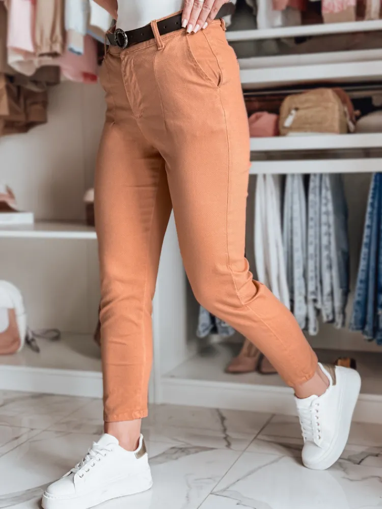 Spodnie Damskie>Dstreet Spodnie damskie slim fit z paskiem TAIRONIK ceglane UY2543