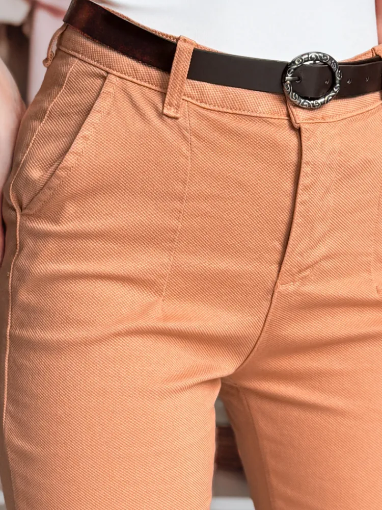 Spodnie Damskie>Dstreet Spodnie damskie slim fit z paskiem TAIRONIK ceglane UY2543