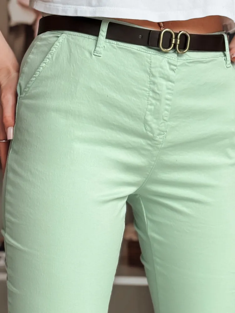 Spodnie Damskie>Dstreet Spodnie damskie slim fit z paskiem LINESKA miętowe UY2574