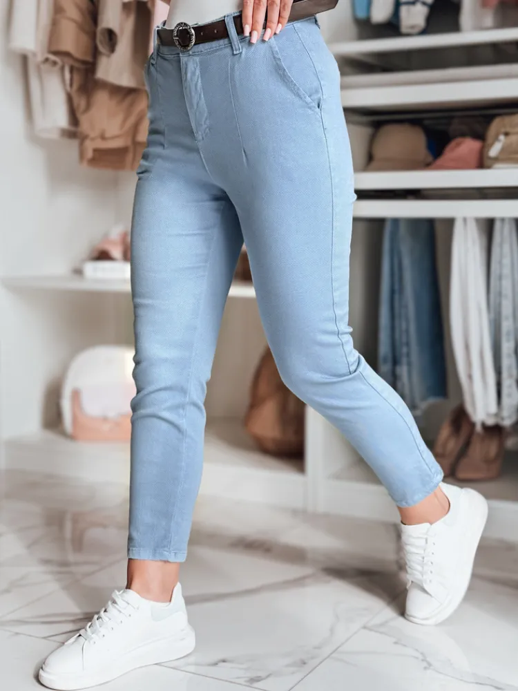 Spodnie Damskie>Dstreet Spodnie damskie slim fit z paskiem TAIRONIK niebieskie UY2540