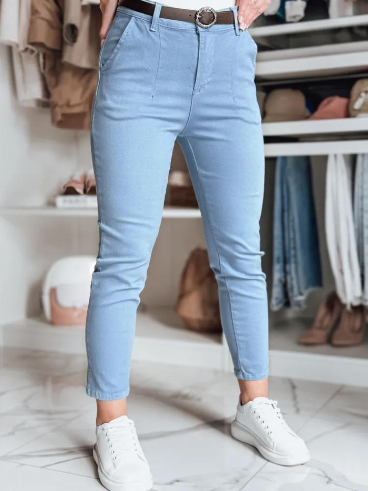 Spodnie Damskie>Dstreet Spodnie damskie slim fit z paskiem TAIRONIK niebieskie UY2540