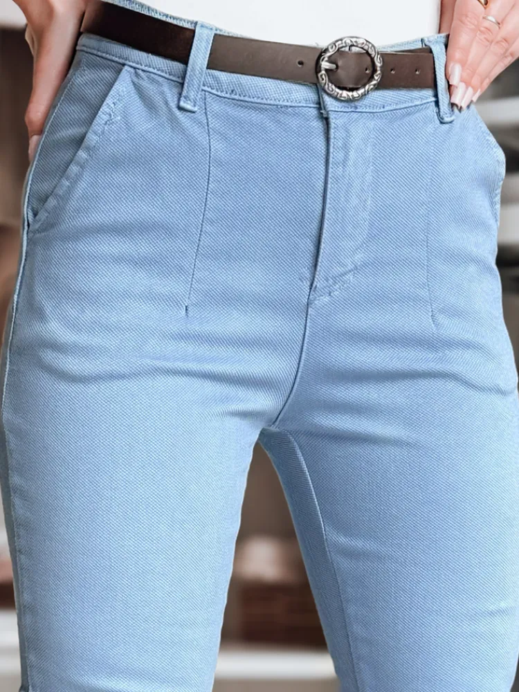 Spodnie Damskie>Dstreet Spodnie damskie slim fit z paskiem TAIRONIK niebieskie UY2540