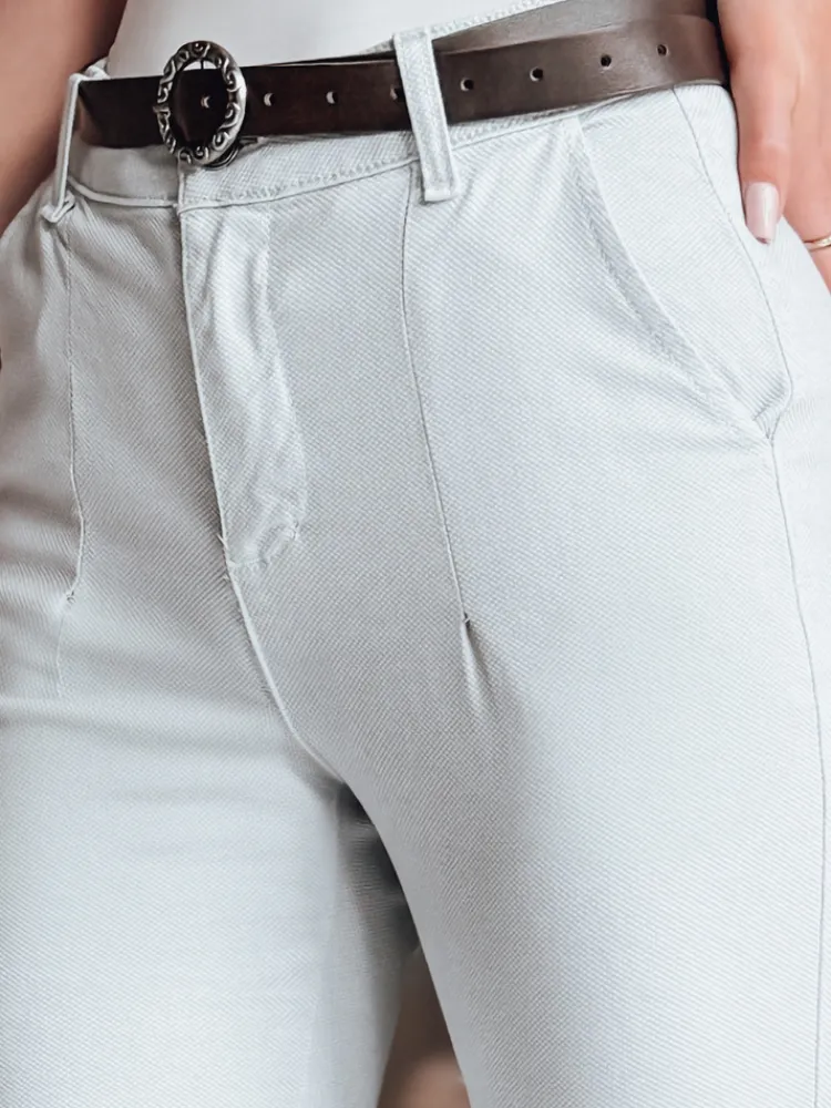 Spodnie Damskie>Dstreet Spodnie damskie slim fit z paskiem TAIRONIK jasnoszare UY2538