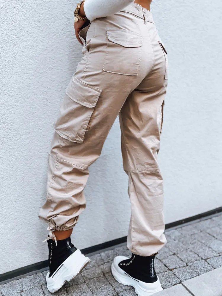 Spodnie Damskie>Dstreet Spodnie damskie spadochronowe SHIMMERING jasnobezowe UY1674