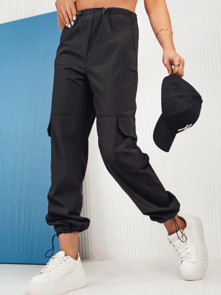 Spodnie Damskie>Dstreet Spodnie damskie spadochronowe Couture Queen czarne UY1677