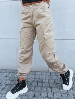 Spodnie Damskie>Dstreet Spodnie damskie spadochronowe ADVENTURE beżowe UY1639