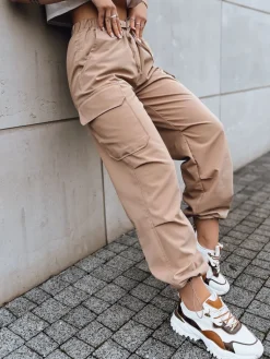 Spodnie Damskie>Dstreet Spodnie damskie spadochronowe ALBUS beżowe UY1678