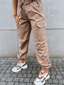 Spodnie Damskie>Dstreet Spodnie damskie spadochronowe ALBUS beżowe UY1678