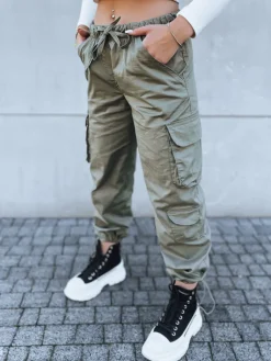 Spodnie Damskie>Dstreet Spodnie damskie spadochronowe MIRI zielone UY1682