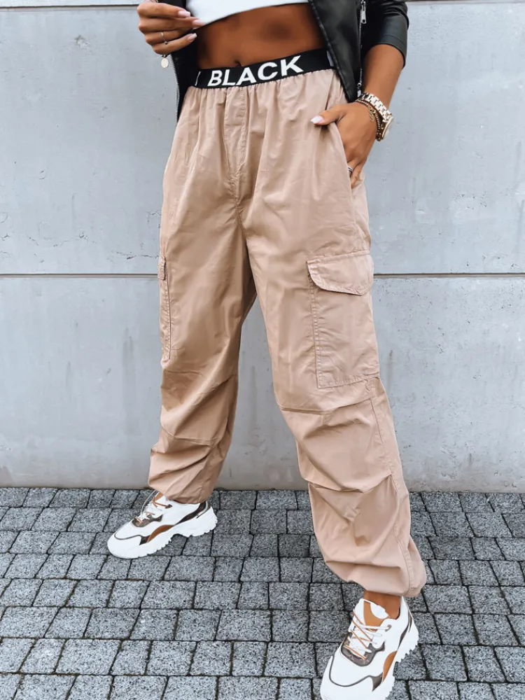 Spodnie Damskie>Dstreet Spodnie damskie spadochronowe DAVOS beżowe UY1672