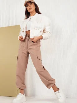 Spodnie Damskie>Dstreet Spodnie damskie spadochronowe MITON beżowe UY1675