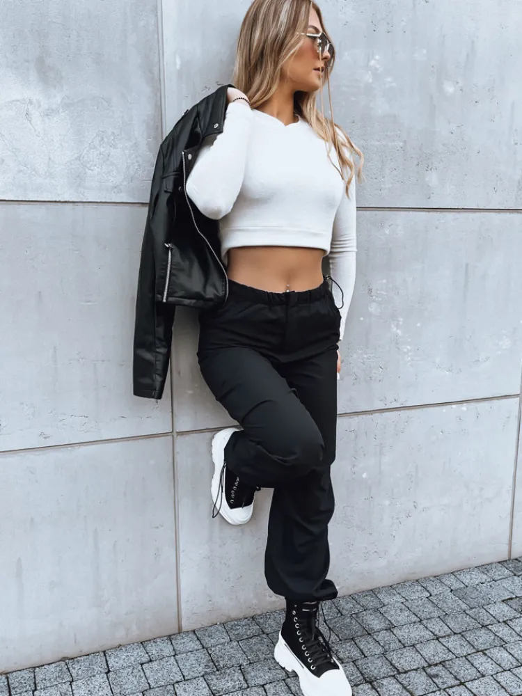 Spodnie Damskie>Dstreet Spodnie damskie spadochronowe MORAT czarne UY1663