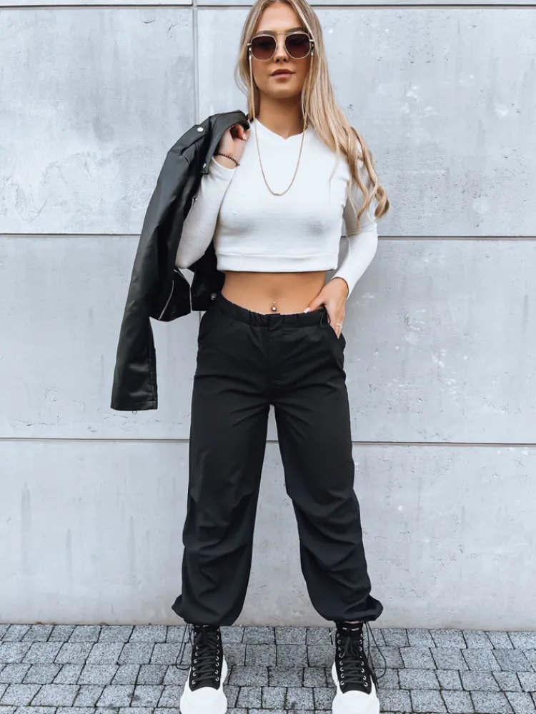 Spodnie Damskie>Dstreet Spodnie damskie spadochronowe MORAT czarne UY1663