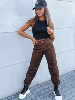 Spodnie Damskie>Dstreet Spodnie damskie spadochronowe ADVENTURE brązowe UY1638