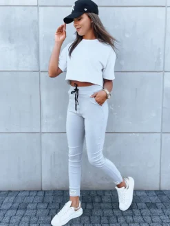 Spodnie Damskie>Dstreet Spodnie damskie sportowe VELVET SKY jasnoszare UY1628