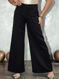 Spodnie Damskie>Dstreet Spodnie damskie szerokie ELEGAFIT czarne UY2293