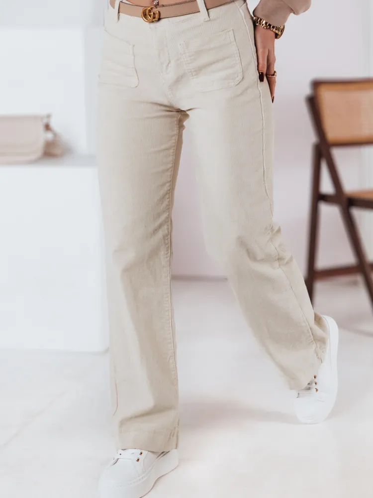 Spodnie Damskie>Dstreet Spodnie damskie sztrukoswe wide leg WELVIA jasnobeżowe UY2302