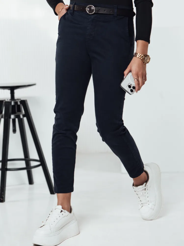 Spodnie Damskie>Dstreet Spodnie damskie TRENDIOSS z paskiem granatowe UY2267