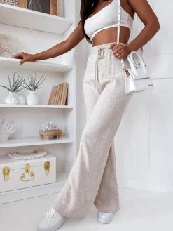 Spodnie Damskie>Dstreet Spodnie damskie wide leg LAKELIFE jasnobeżowe UY1686