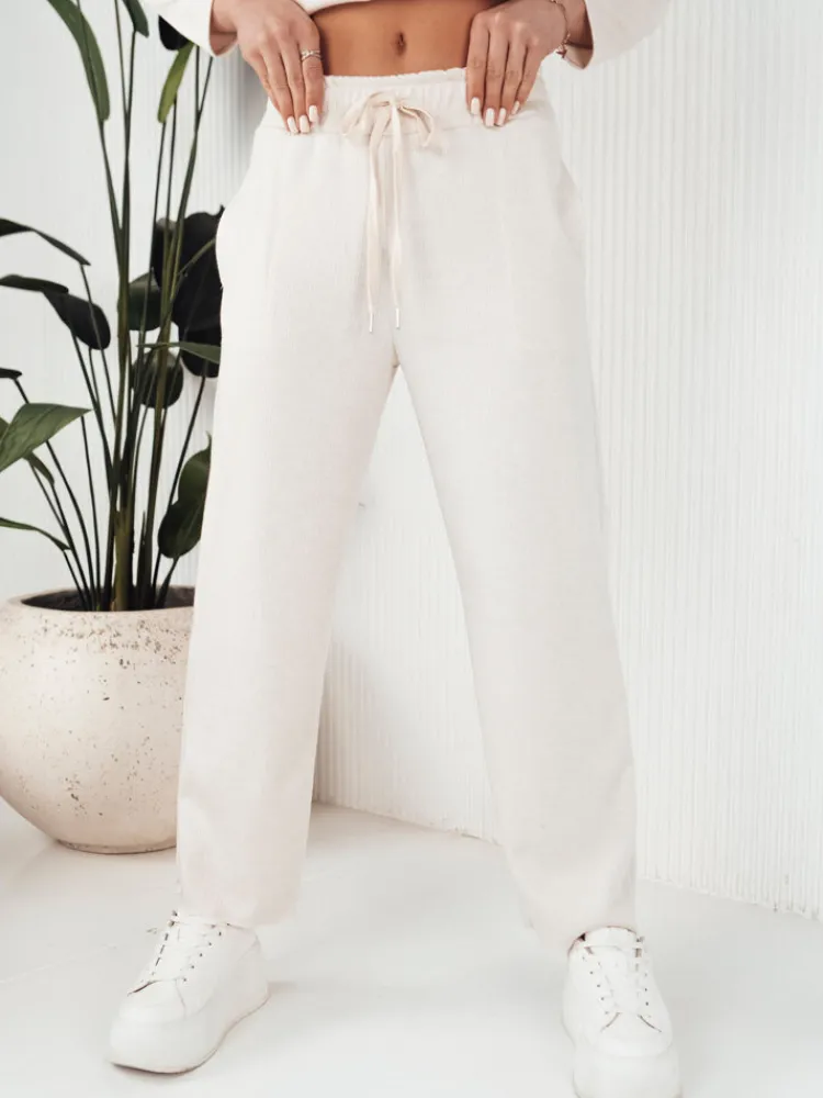 Spodnie Damskie>Dstreet Spodnie damskie wide leg LURION ecru UY1894