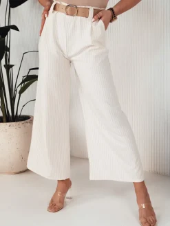 Wyjątkowe Okazje|Spodnie Damskie>Dstreet Spodnie damskie wide leg ALZUR ecru UY1898