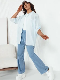 Spodnie Damskie>Dstreet Spodnie damskie wide leg ASTERS jasnoniebieskie UY2036