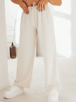 Wyjątkowe Okazje|Spodnie Damskie>Dstreet Spodnie damskie wide leg MADDIE jasnobeżowe UY1832