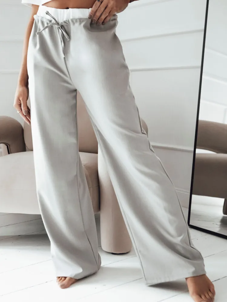 Spodnie Damskie>Dstreet Spodnie damskie wide leg THAMI jasnoszare UY1846