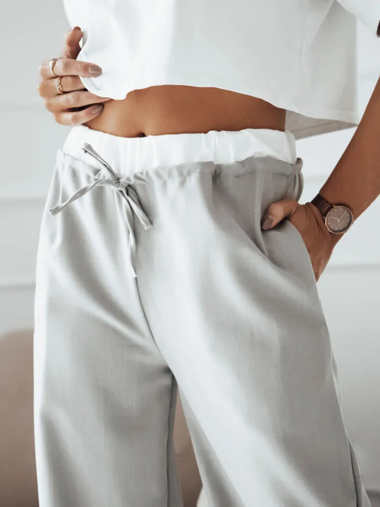 Spodnie Damskie>Dstreet Spodnie damskie wide leg THAMI jasnoszare UY1846