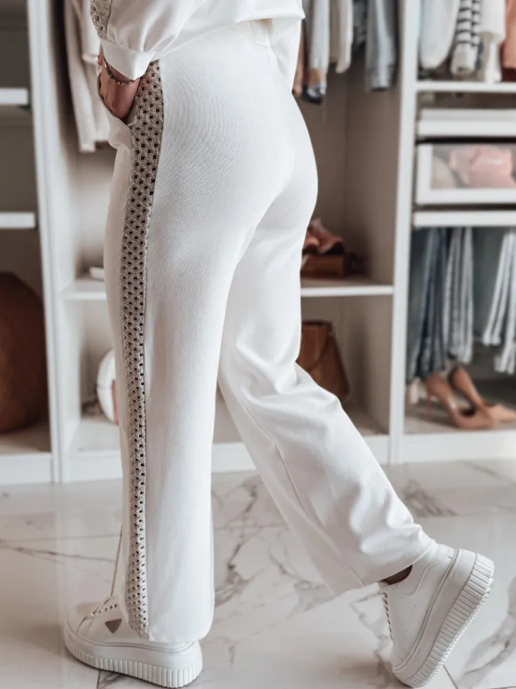 Spodnie Damskie>Dstreet Spodnie damskie wide leg prążkowane LUXEEN ecru UY2521