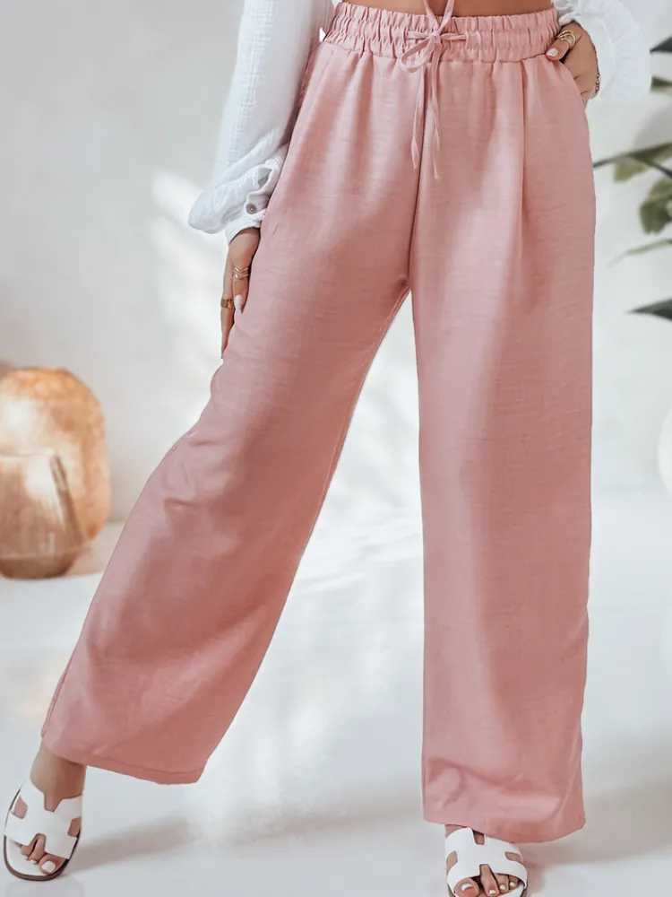 Spodnie Damskie>Dstreet Spodnie damskie wide leg MILLIVIO różowe UY2663