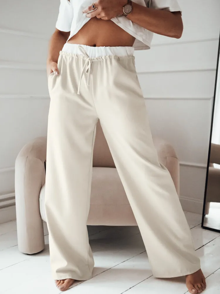 Spodnie Damskie>Dstreet Spodnie damskie wide leg DARAMY beżowe UY2101