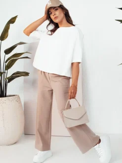 Spodnie Damskie>Dstreet Spodnie damskie wide leg RITES beżowe UY2007