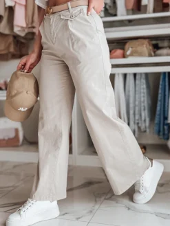 Spodnie Damskie>Dstreet Spodnie damskie wide leg MOBISKA jasnobeżowe UY2618