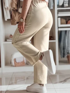 Spodnie Damskie>Dstreet Spodnie damskie wide leg prążkowane LUXEEN mokka UY2520