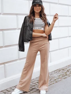 Spodnie Damskie>Dstreet Spodnie damskie wide leg PERIDOT kamelowe UY1713