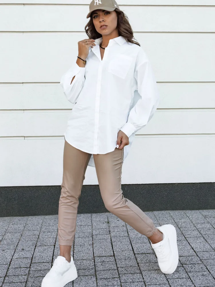 Spodnie Damskie>Dstreet Spodnie damskie woskowane BRIAL beżowe na ściągaczu UY2152